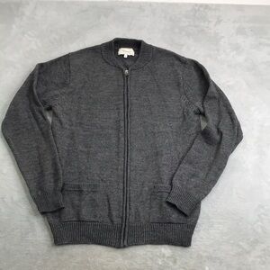 Frank & Oak Men's Full Zip Wool Blend Gray Cardigan Size L